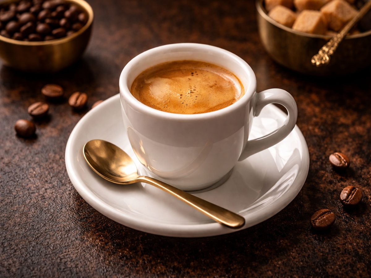 Dubbele espresso in porseleinen kopje
