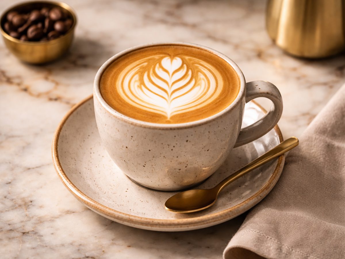 Flat white met latte art